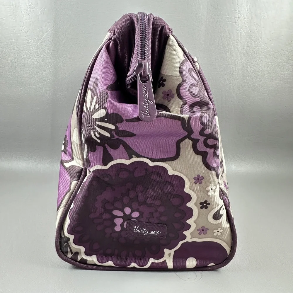 Thirty-One Glamour Case Plum Awesome Blossom Toiletry Cosmetic Travel Bag